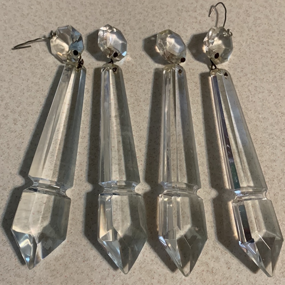 4 large vintage crystal prisms Approx 5”(170) - Picture 2 of 3